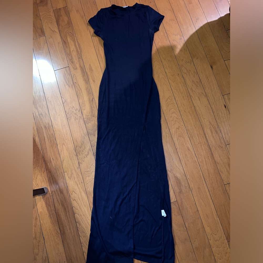 Navy Maxi dress with a split size XS